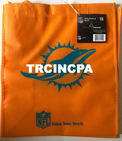 Miami Dolphins NFL Printed Reusable Grocery Tote Bag(6Pk) FREE SHIP!! Cover