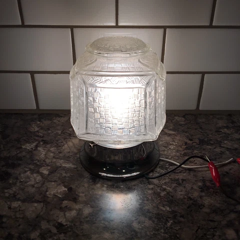 Chrome Flush Mount Fixture With Antique Glass Globe Vintage House Home 8A Cover