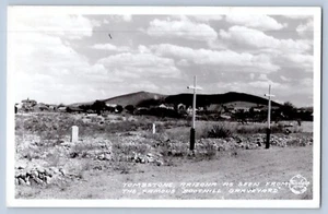 Foto postal real cementerio Tombstone Arizona Town View Boothill RPPC 1930-50 - Imagen 1 de 2