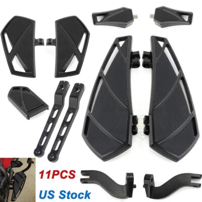 Black Floorboards Pedal Pads Footpeg For Harley Touring Road Glide Street Glide - Image 1 of 4