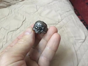 ECHTER MEMENTO MORI TOTENKOPF RING STERLINGSILBER SAPHIR AUGEN GRÖSSE 10 - Bild 1 von 9