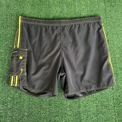 Pantalones Cortos de Natación De Colección Años 90 Y2K Para Hombre Mercurio Azul Marino Amarillo Rayas 43x7" Foto 1 de 4