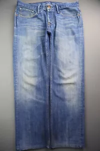 Pantalones de mezclilla para hombre Earnest cosidos rectos de altura baja talla 33 (medida 33x26) con botones mosca - Imagen 1 de 10