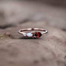 Anello di fidanzamento vintage con opale granato, gemme taglio pera, anello...