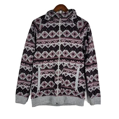 Empyre Sudadera con Capucha Cremallera Completa Estampado Azteca Gris Granate Para Mujer Talla Grande Foto 1 de 4