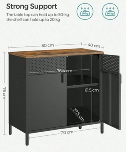 Office Cabinet with 2 Doors Metal Storage Cupboard Adjustable Shelves Black - Picture 1 of 4