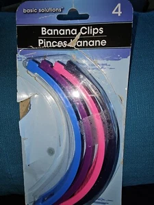 Banana Clips Set of 4 Hair Clips Ponytail 80s 90s Basic Solutions Multicolor - Picture 1 of 5