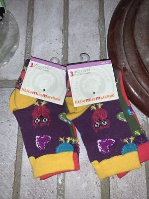 little miss matched socks ages 4-9 (3 single socks that don't match) 2 Packs - Image 1 of 3