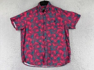 Eighty Eight Shirt Adult Large Pink Green Palm All Over Print Button Up Viscose - Picture 1 of 15