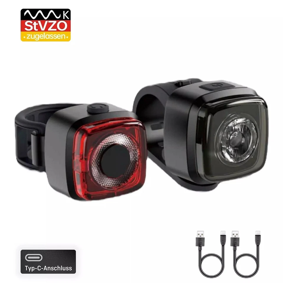 Fahrradlicht Set StVZO-OSRAM-LED Fahrradbeleuchtung/Lampe -USB-C -superhell-IPX5 - Bild 1 von 4