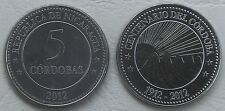 Nicaragua 5 Cordoba commemorative coin 2012 100 Years Currency p111 uncirculated