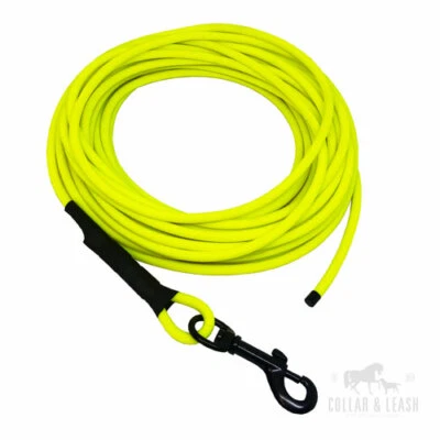COLLAR & LEASH BIOTHANE Hundeleine Leine Schleppleine 1-15m rund 6mm neon gelb - BLACK EDITION