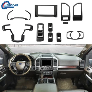 Carbon Fiber Steering Wheel Cover Full Kit Trim Decoration For Ford F-150 15-20 - Picture 1 of 21