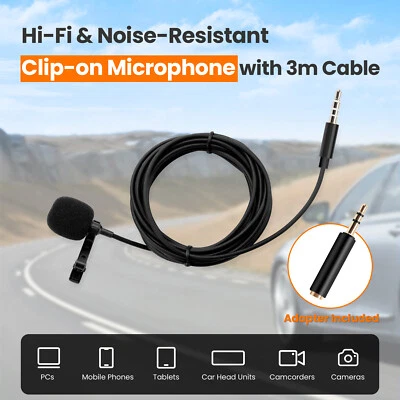 XTRONS Hi-Fi Resistente al Ruido Micrófono Clip Cable de 3 m para Coche Estéreo GPS PC Foto 1 de 4