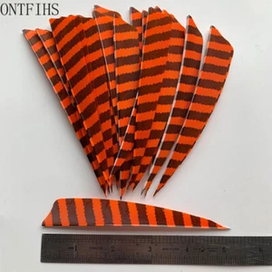 50PCS 5inch Striped Orange Shield Vanes Fletches Feathers Fletching RW LW - Picture 1 of 6