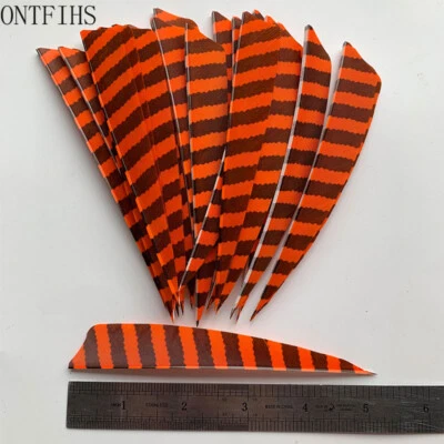 50PCS 5inch Striped Orange Shield Vanes Fletches Feathers Fletching RW LW - Image 1 of 4