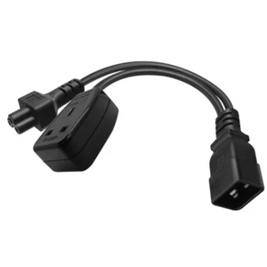 IEC320-C20 Male to IEC320-C5 +UK 13A Female Adapter Cord Y-splitter - Picture 1 of 6