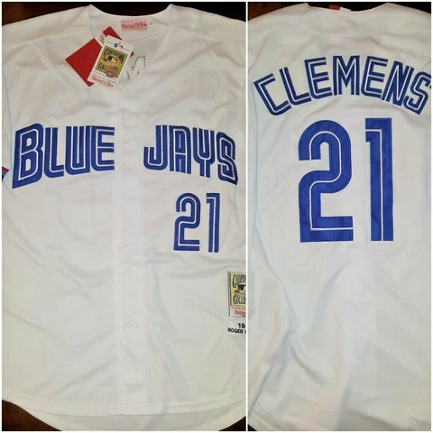 Retro Roger Clemens Toronto Blue Jays #21 White LARGE Baseball Jersey Cover