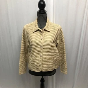 The Territory Ahead Tan Cotton Jacket Womens Size Large Petite Lined Lagenlook - Picture 1 of 7