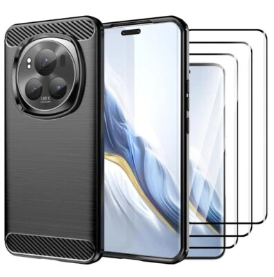 PIXFAB Funda Para Honor Magic7 Lite / 7 Pro, BARMADURA Negra Silicona Antigolpes Teléfono Cubierta