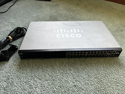 Cisco SF300-24P 24-Port 10/100 PoE Managed Network Switch W/Cord & Hardware - Image 1 of 2
