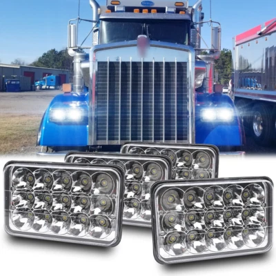 For kenworth W900 T800 4PCS 4x6 inch Halo LED Headlights H4 Sealed Beam Headlamp - Image 1 of 4