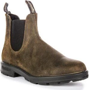 BLUNDSTONE Gewachst Wildleder Wasserabweisend Chelsea Unisex Stiefel IN Olive 8 - Bild 1 von 6