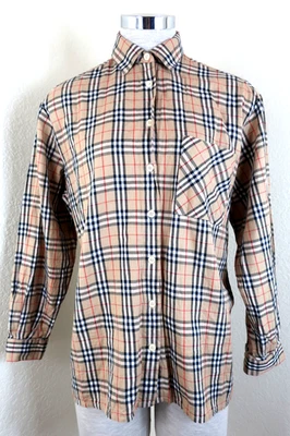 Camisa Polo Vintage BURBERRYS Clásica Cuadros Manga Larga Cuello Pequeña 4 5 6 Foto 1 de 4