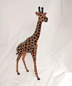 Vintage Leather Wrapped Large Giraffe 26" Tall Figurine - Picture 1 of 4