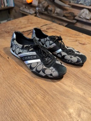 Zapatilla deportiva Coach Jayme para mujer 8M negra gris firma con cordones monograma zapatos Y2K Foto 1 de 4