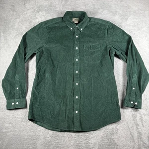 LL Bean Shirt Mens M Tall Green Corduroy Button Down Traditional Fit Holiday - Picture 1 of 12