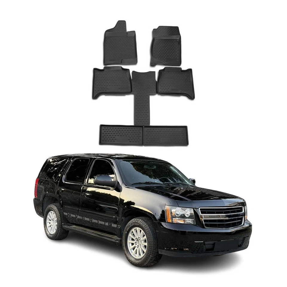 OMAC Floor Mats Liner for Chevrolet Tahoe 2007-2014 Black TPE All-Weather 6 Pcs - Image 1 of 4