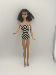Muñeca Barbie Original Vintage # 3 4 5? Delineador de ojos azul cola de caballo morena - Imagen 1 de 12