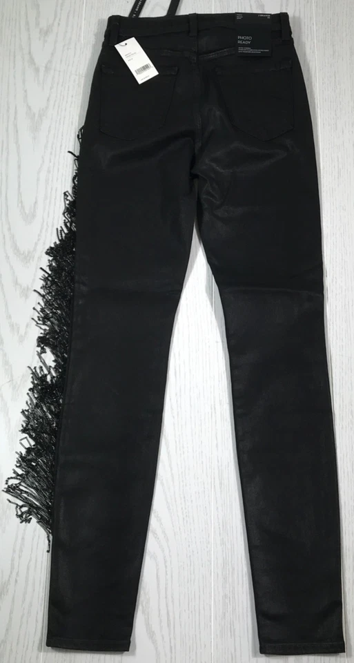 J BRAND X Halperin Sz26 Maria Hi-rise Coated SKINNY Stretch Jeans Fring