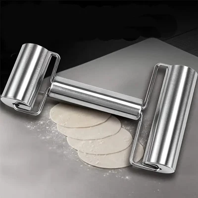 Kitchen Multi-Purpose Double Dough Rolling Pin Stainless Steel for Pastry Pizza - Image 1 of 4