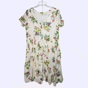 Wayward Fancies Eshakti Damen Baumwolle Blumenmuster Knopfleiste Kleid gefüttert Größe 3X - Bild 1 von 15