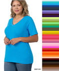 Plus Size Zenana V Neck Tshirt Relaxed Short Sleeve Top Xl/1x/2x/3x