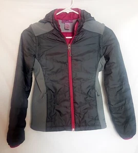 REI HOODED PUFFY JACKET w/ removable sleeves and hood in Girl's Med 10/12 Gray - Picture 1 of 10