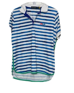 Ralph Lauren Damen Polo gestreift Performance Jersey Gr. L blau weiß bestickt  - Bild 1 von 7