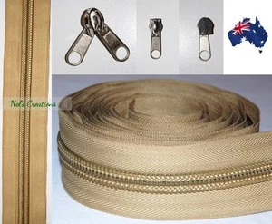  No 10 Beige Heavy Duty Sewing on Tent, Bag Camping Continuous Zipper, Zip Meter - Picture 1 of 9