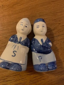 Dutch Boy and Girl Salt and Pepper Shakers Blue and White - Picture 1 of 6