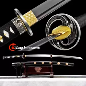 Espada Katana Samurai Japonesa Corte Afilado Negra 9260Spring Acero con BO HI - Imagen 1 de 12