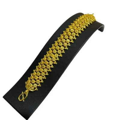 22K 24K Thai Baht Yellow Gold GP Pikun Flower Bracelet Bangle Women Jewelry 7" - Image 1 of 4