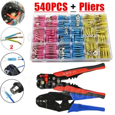 540PCS Heat Shrink Wire Connectors Electrical Crimp Marine Terminals Automotive - Image 1 of 4