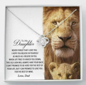 To My Daughter From Dad Lion Jewelry Love Knot Necklace Gift For Women, Girl - Picture 1 of 5