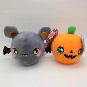 Squeezamals graue Fledermaus & orange Jack-O-Lantern duftend langsam steigend Plüsch Neu mit Etikett - Bild 1 von 8
