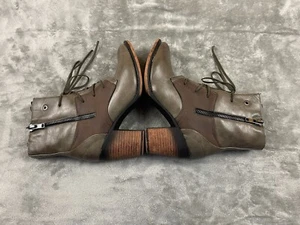 Pierre Dumas 8.5 Ankle Boots Womens Brown Olive Leather Lace Up Bootie - Picture 1 of 13