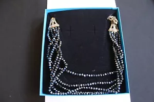 Heidi Daus 4 Strand Black Crystal Bead Necklace - NEW!! - Picture 1 of 14