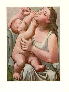1964 Picasso Vintage "Mother and Child" Lovely MOM, Baby Color Offset Lithograph - Picture 1 of 2