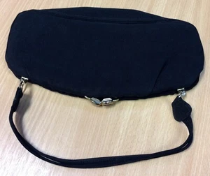 1960s Alligator Brand Black Grosgrain Handbag 11" - Picture 1 of 3